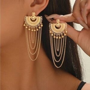 Aurora Cascade Gold Chain Fringe Earrings